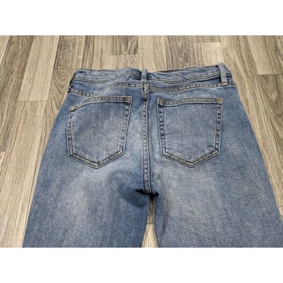 Gap 1969 Womens Sized 25 R Authentic True Skinny Distressed Denim Blue Jeans - Picture 3 of 12